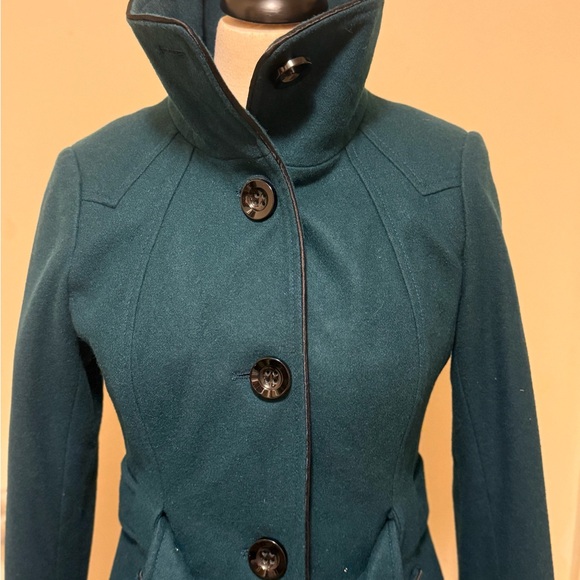 Cozy Luxe Teal Wool Coat | Fit & Flare Belted Mid-Length Jacket - Picture 7 of 11